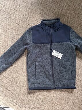 NWT Children's Place Navy and Heather Gray Fleece Jacket